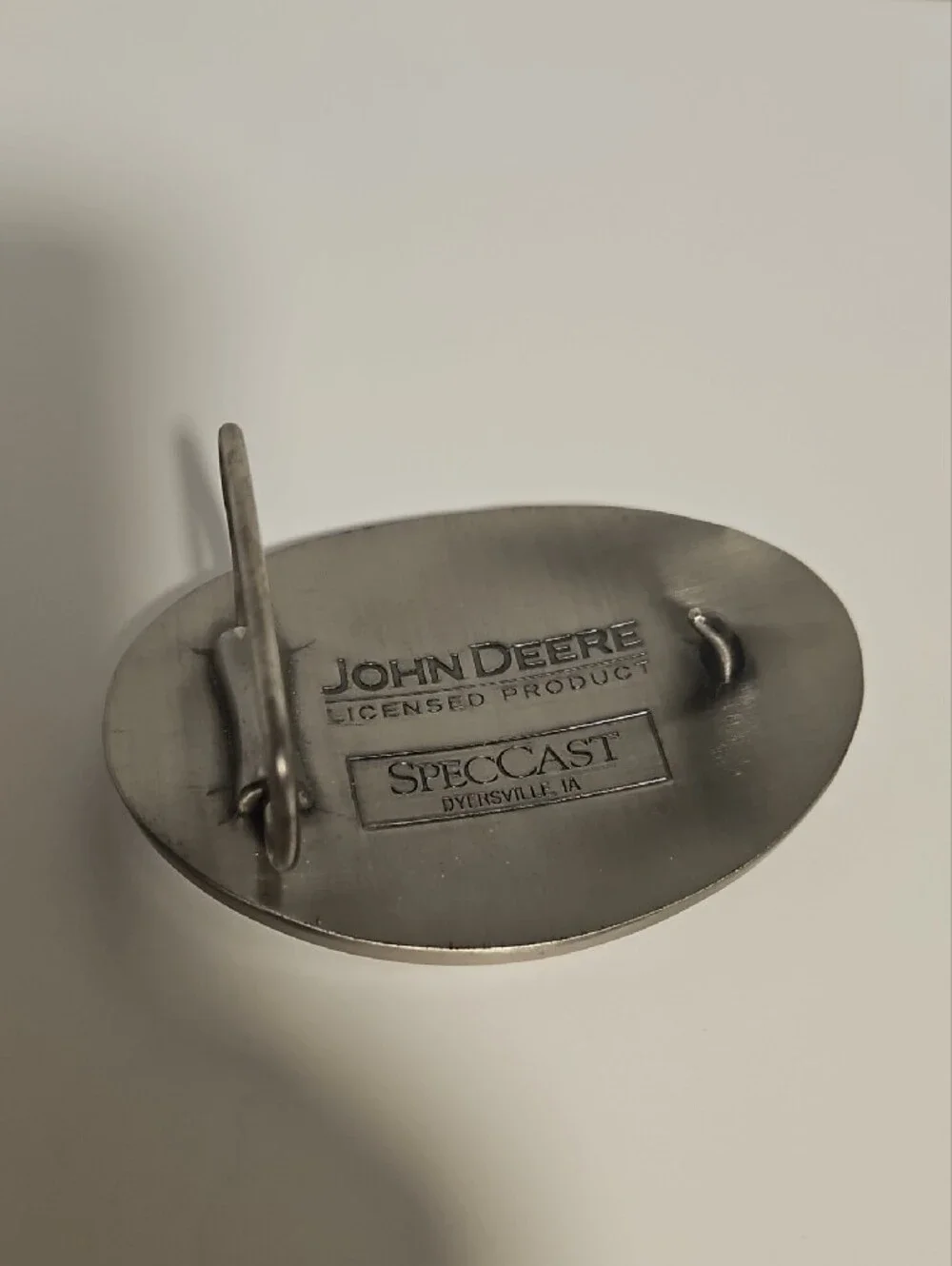 John Deere Black, Green & Yellow Enamel And Pewter Oval Belt Buckle